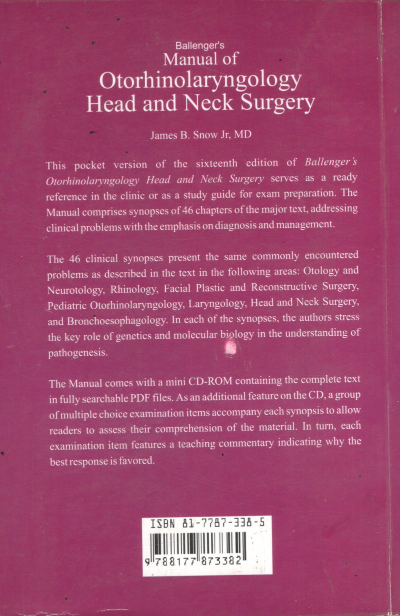 Mannual of Otrohinolarynglogy Head & Neck Surgery BY Snow - Image 2