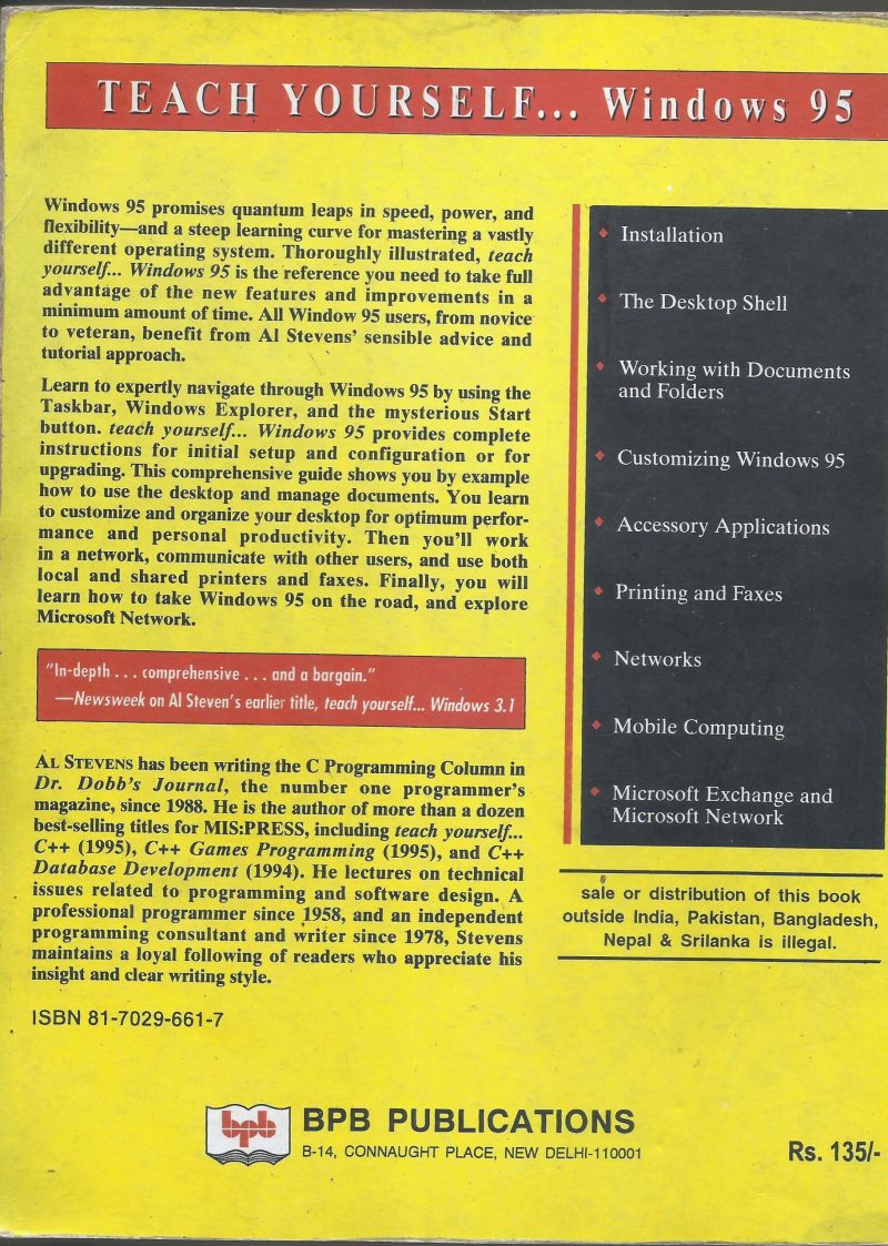 TEACH YOURSELF WINDOWS -95 by AL STEVENS - Image 2