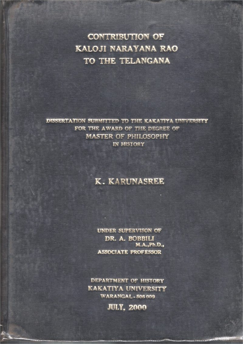 Construction Of Kaloji Narayana Rao To The Telangana BY k.Karunasree