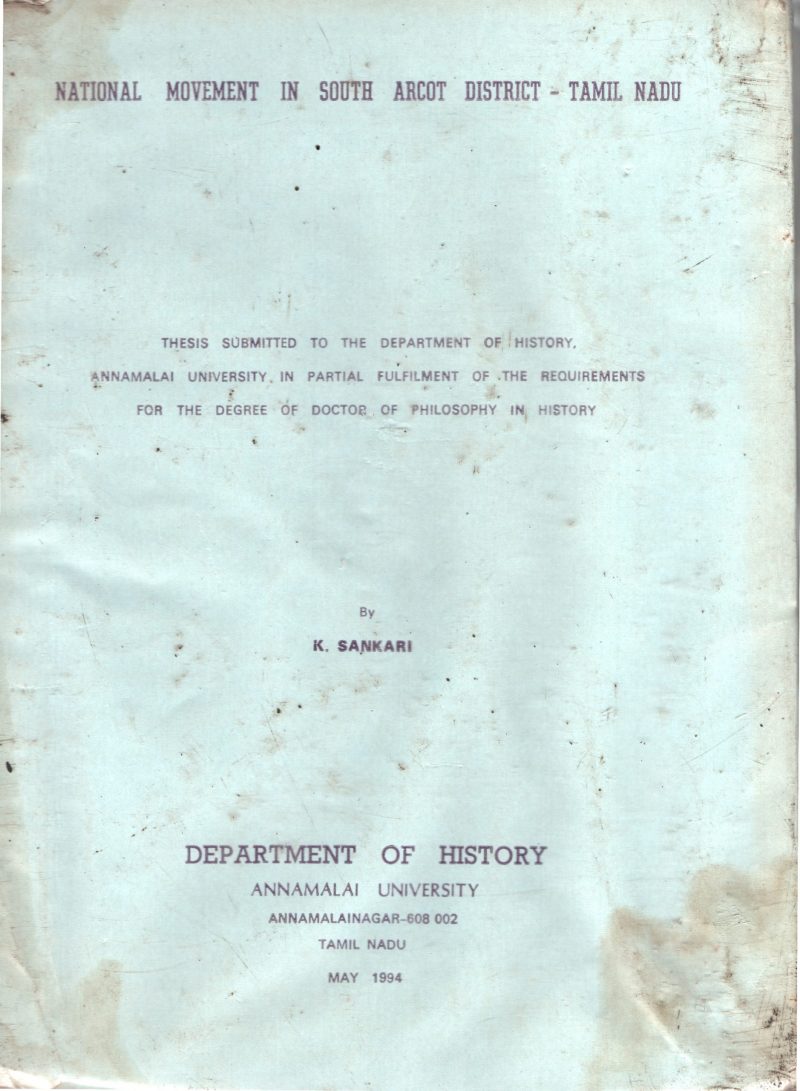National Movement In South Arcot District BY K.Sankari