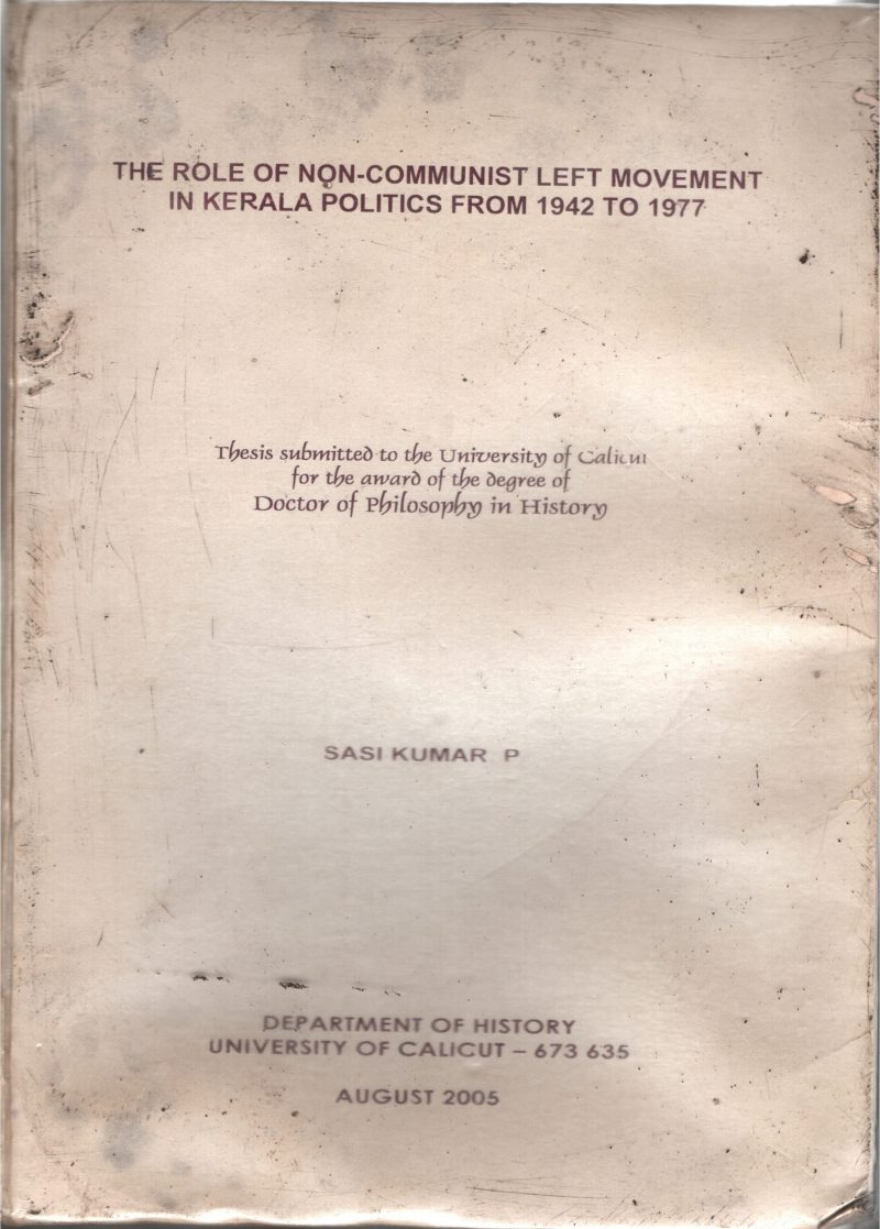 The Role of Non -Communist Left Movement BY sasikumar.P