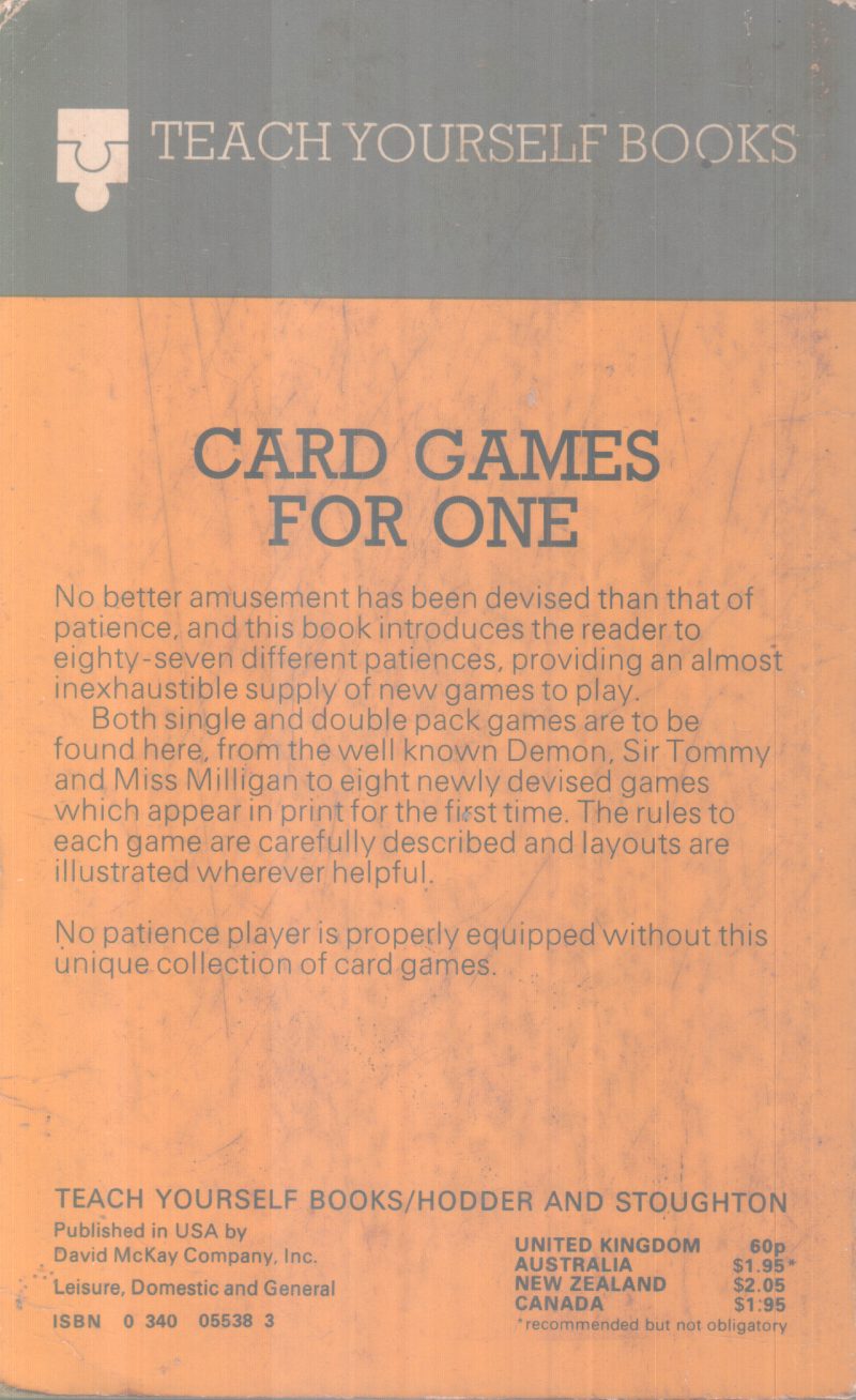 CARD GAMES FOR ONES BY GEORGE F. HERVEY - Image 2