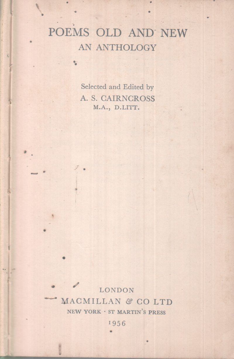 POEMS OLD AND NEW BY A.S. CAIRNCROSS