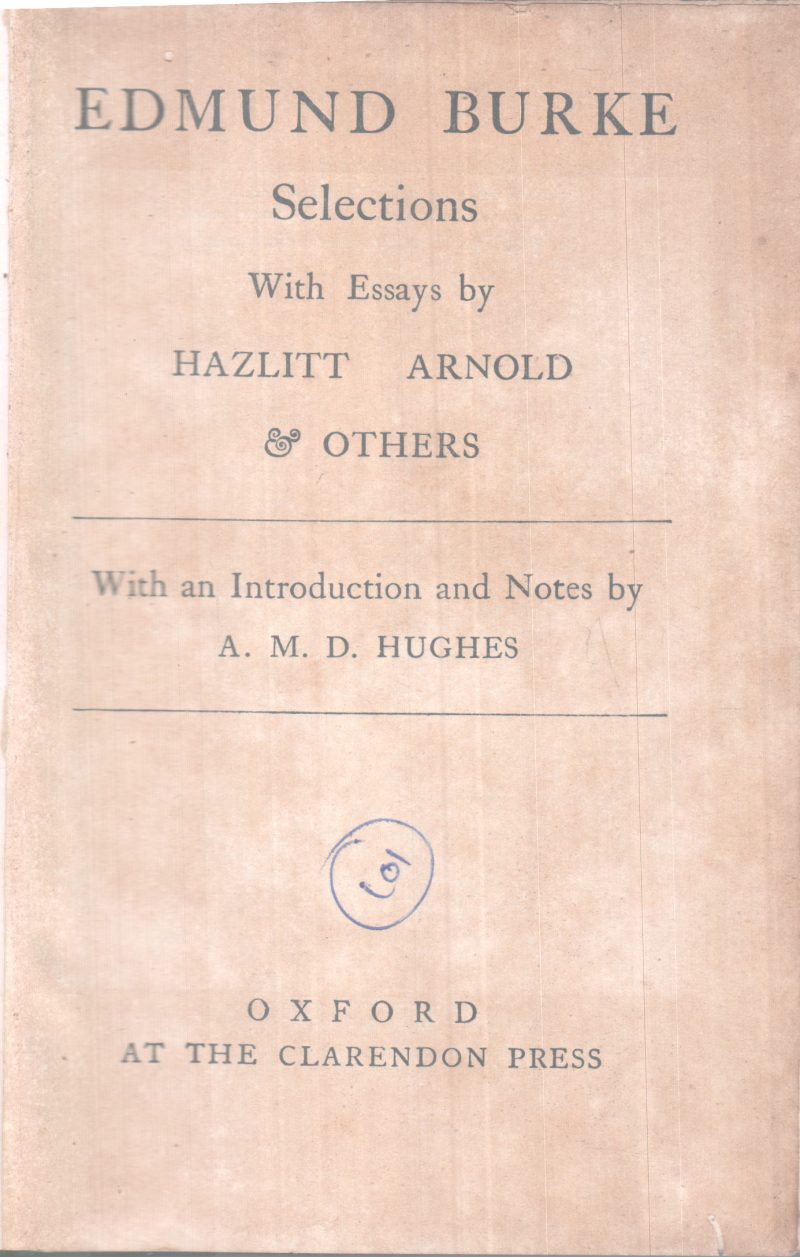 EDMUND BURKE SELECTIONS BY GROUP OF EDITORS