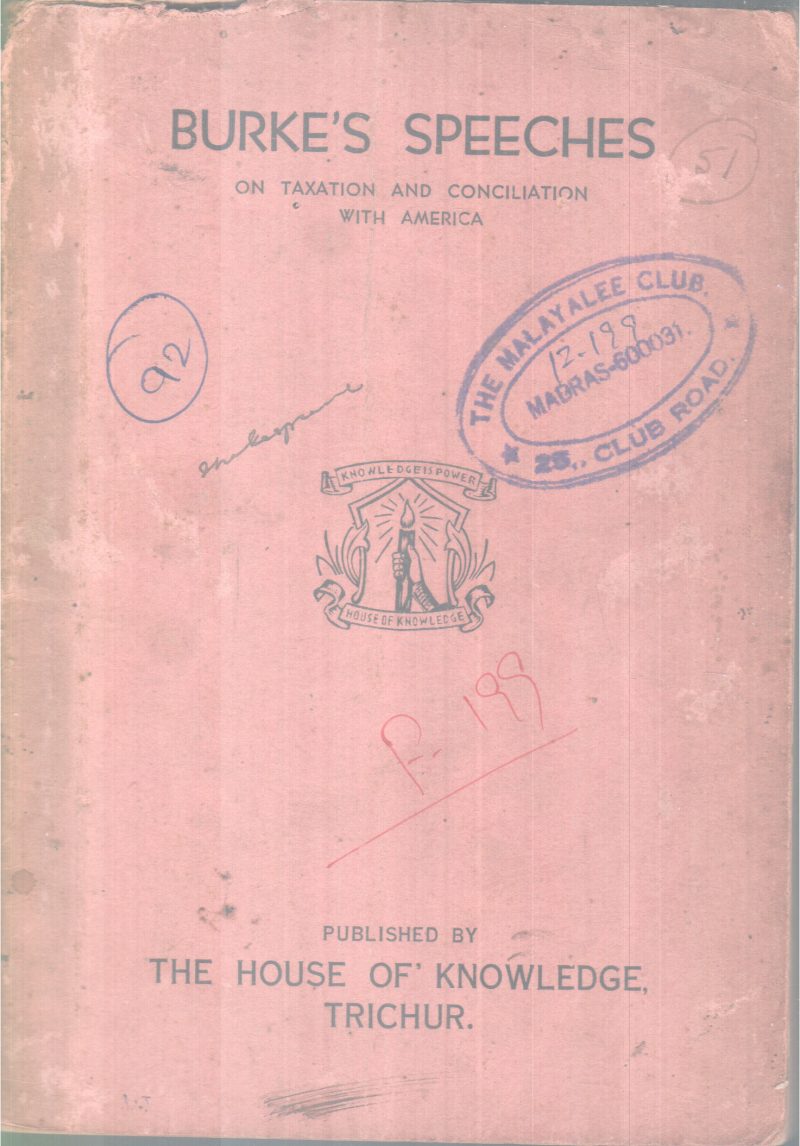 BURKE'S SPEECHES ON TAXATION AND CONCILIATION WITH AMERICA BY GROUP OF EDITORS