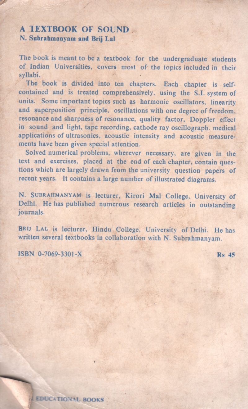 A TEXT BOOK OF SOUND BY N SUBRAHMANYAM - Image 2