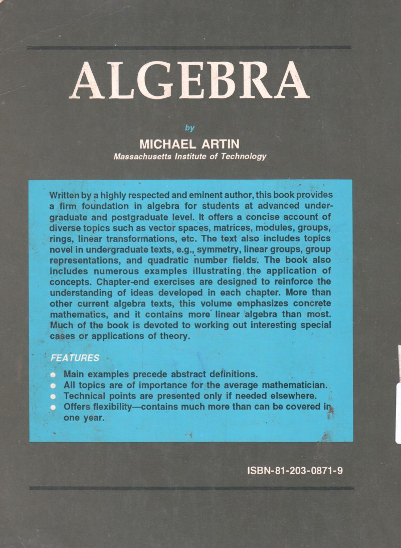 ALGEBRA BY MICHAEL ARTIN - Image 2