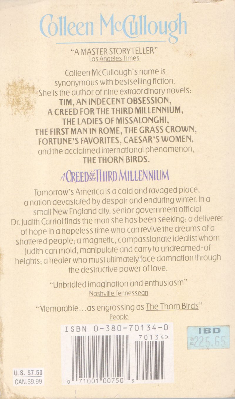 A CREED FOR THE THIRD MILLENNIUM BY COLLEEN MC CULLOUGH - Image 2