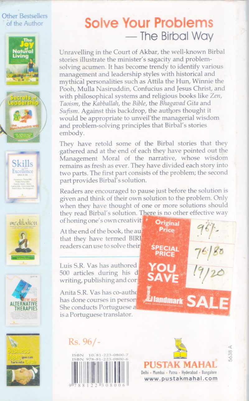 SOLVE YOUR PROBLEMS THE BIRBAL WAY BY LUIS S.R VAS &ANITA S.R VAS - Image 2