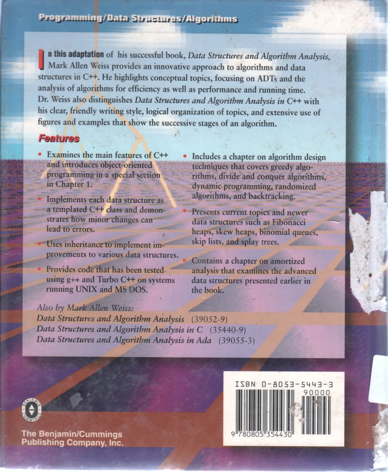 DATA STRUCTURES AND ALGORITHM ANALYSIS IN C++ BY MARK ALLEN WEISS - Image 2