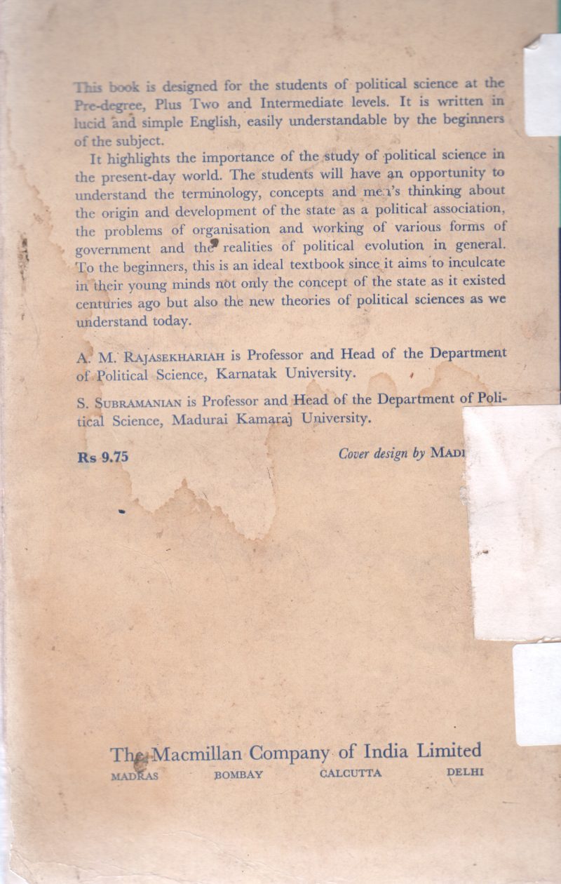 OUTLINES OF POLITICAL SCIENCE BY A.M. RAJASEKHARIAH - Image 2