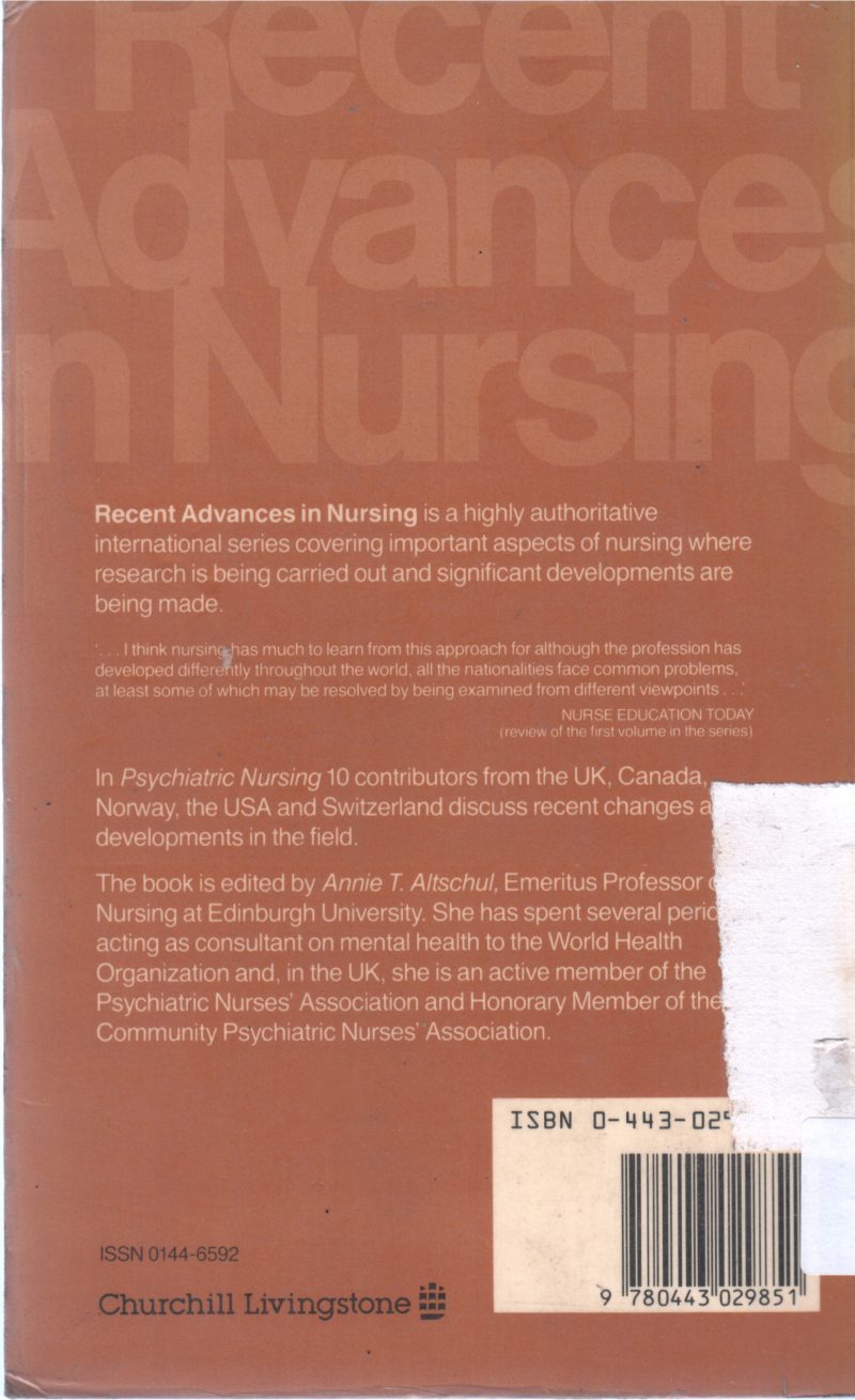 PSYCHIRATRIC NURSING BY ANNIE T.ALTSCHUL - Image 2