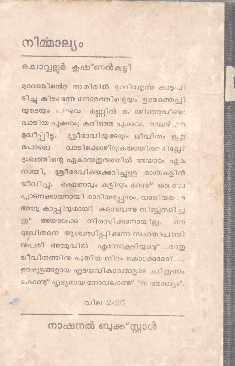 NIRMMALYAM BY CHOVVALLUR KRISHNAN KUTTY - Image 2