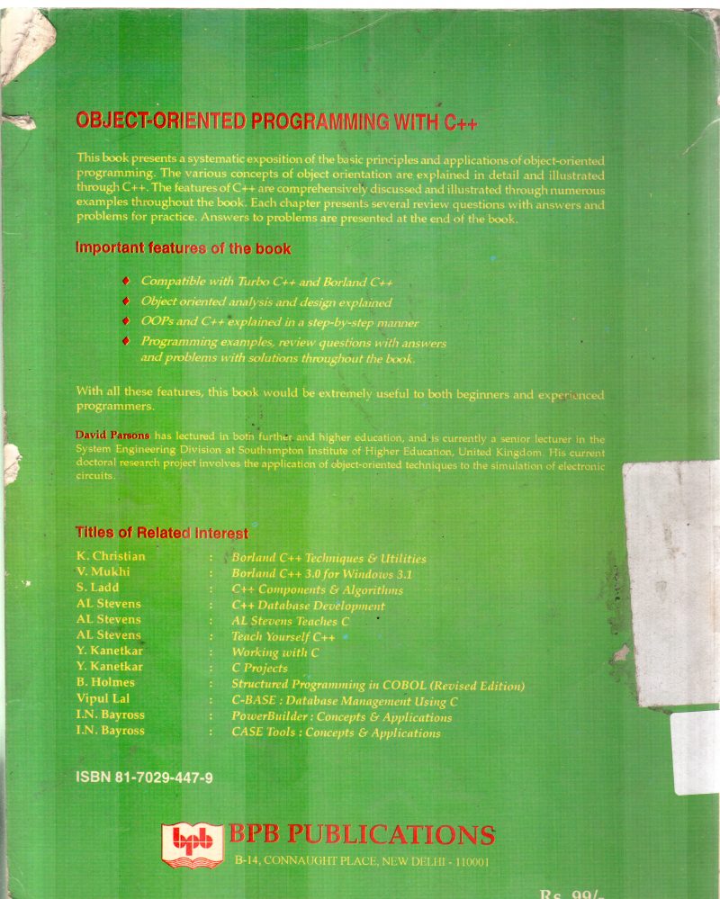 OBJECT ORIENTED PROGRAMMING WITH C++ BY DAVID PARSONS - Image 2