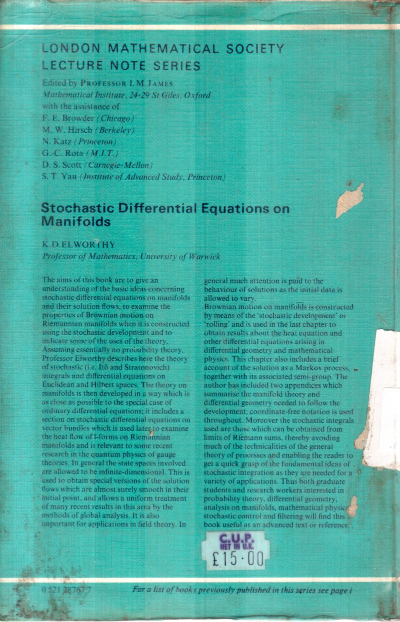 STOCHASTIC DIFFERENTIAL EQUATIONS BY K.D.ELWORTHY - Image 2