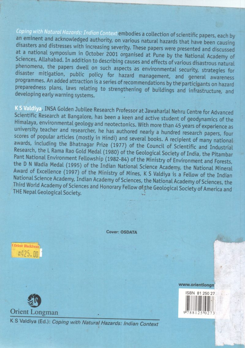 COPING WITH NATURAL HAZARDS: INDIAN CONTEXT BY ORIENT LONGMAN - Image 2