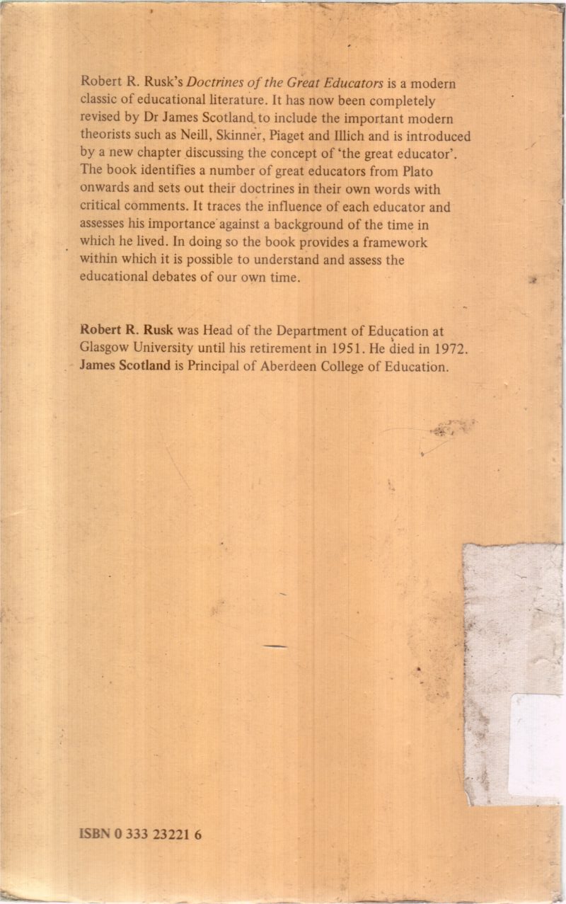 DOCTRINE OF THE GREAT EDUCATORS BY ROBERT R RUSK - Image 2