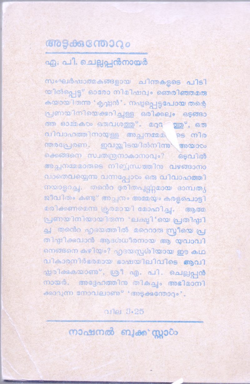 ADUKKUMTHORUM BY A.P.CHELLAPAN NAIR - Image 2