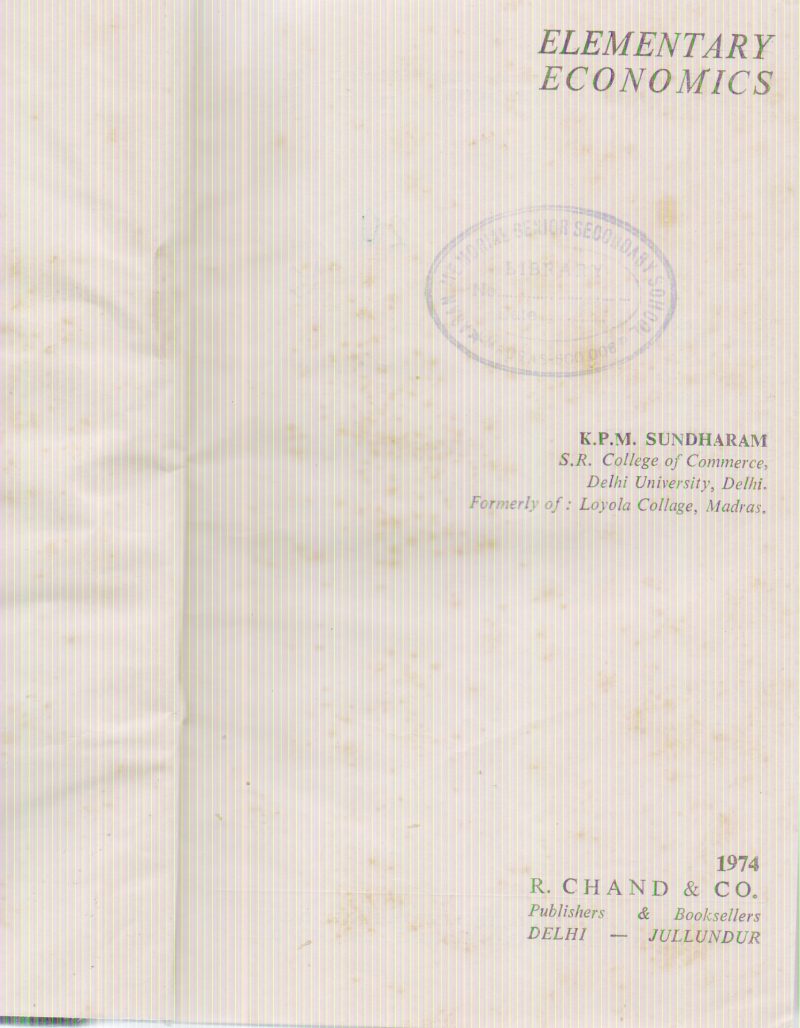 ELEMENTARY ECONOMICS BY K.P.M. SUNDHARAM