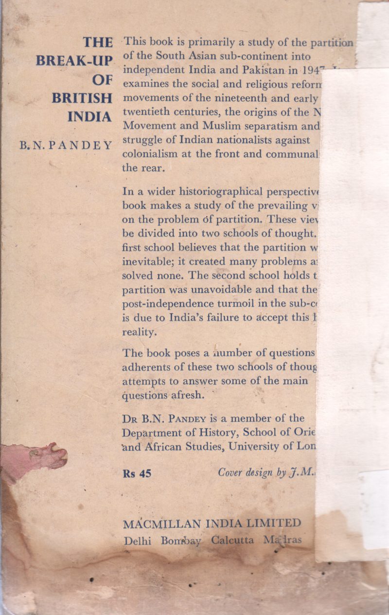 THE BREAKUP OF BRITISH INDIA BY B N PANDEYY - Image 2