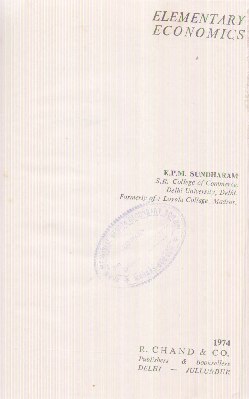 ELEMENTARY ECONOMICS BY K.P.M. SUNDHARAM