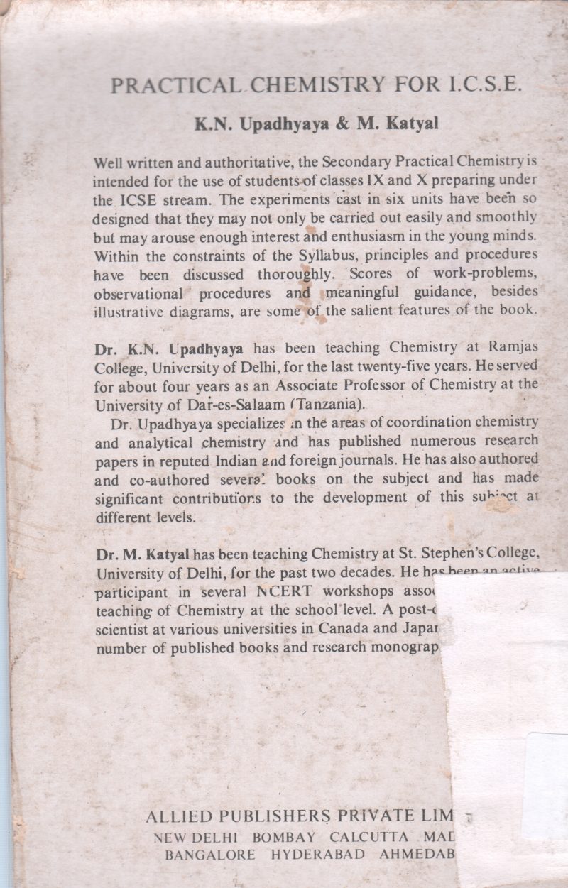 SECONDARY CERTIFICATE PRACTICAL CHEMISTRY BY K.N. UPADHYAYA - Image 2