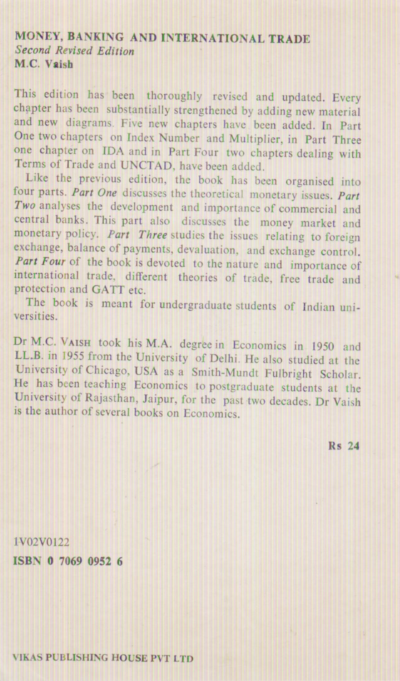 MONEY BANKING AND INTERNATIONAL TRADE BY M.C. VAISH - Image 2
