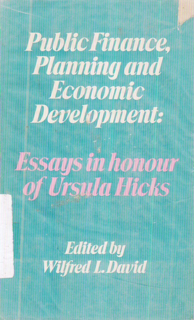 PUBLIC FINANCE, PLANNING AND ECONOMIC DEVELOPMENT BY WILFRED L. DAVID
