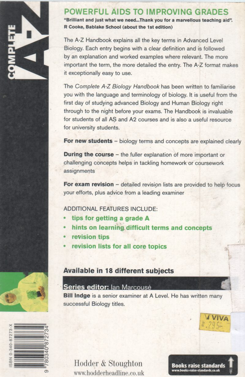 COMPLETE A-Z BIOLOGY HANDBOOK BY BILL INDGE - Image 2