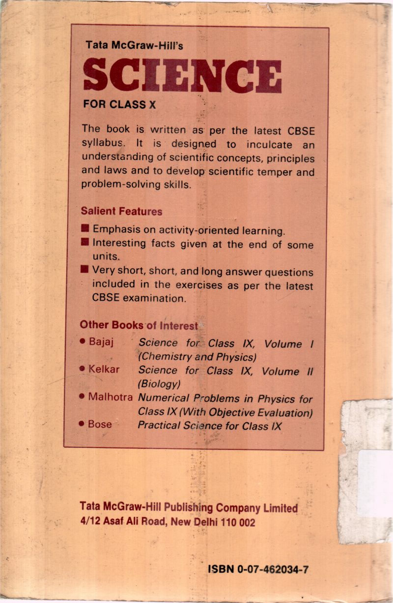SCIENCE FOR CLASS X BY N K BAJAJ - Image 2