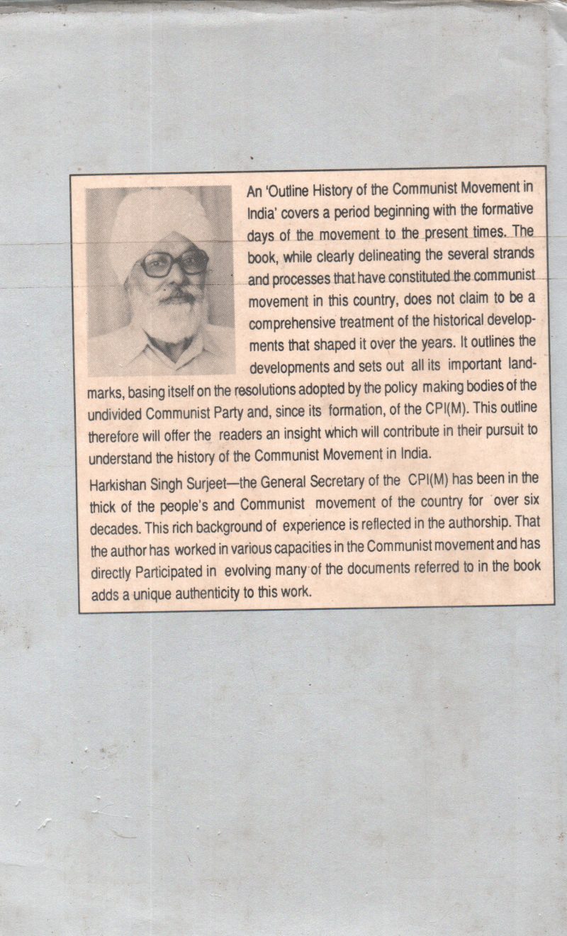 AN OUTLINE HISTORY OF THE COMMUNIST MOVEMENT IN INDIA BY HARKISHAN SINGH SURJEET - Image 2