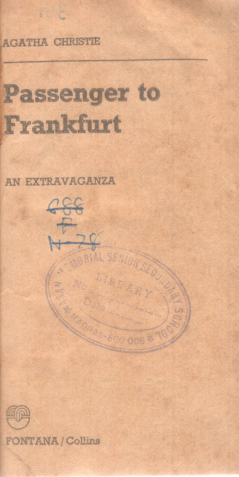 PASSENGER TO FRANKFURT BY AGATHA CHRISTIE