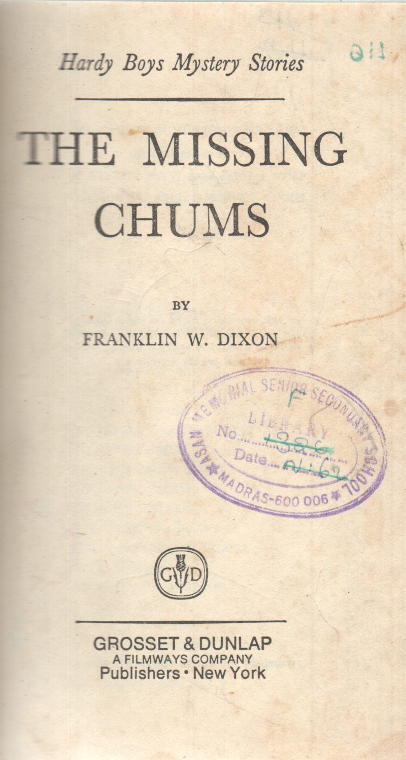 THE MISSING CHUMS BY FRANKLIN W. DIXON