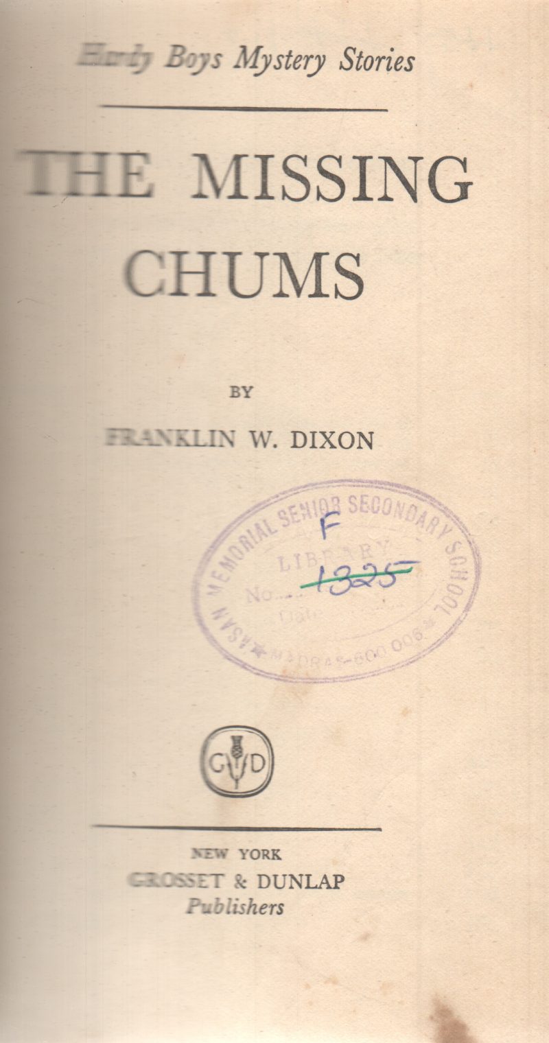 THE MISSING CHUMS BY FRANKLIN W. DIXON