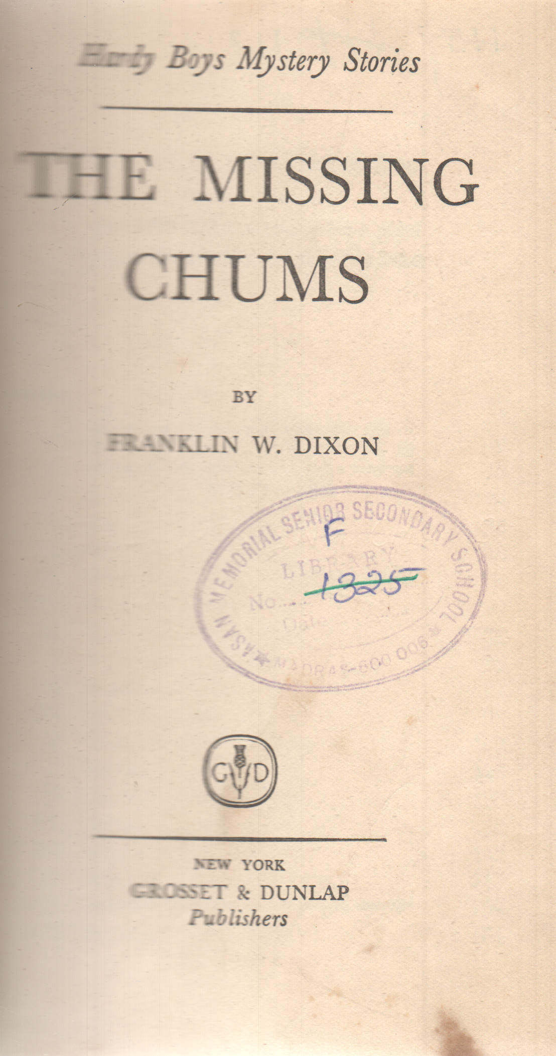 THE MISSING CHUMS BY FRANKLIN W. DIXON