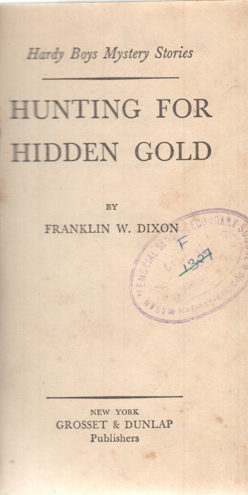 HUNTING FOR HIDDEN GOLD BY FRANKLIN W. DIXON