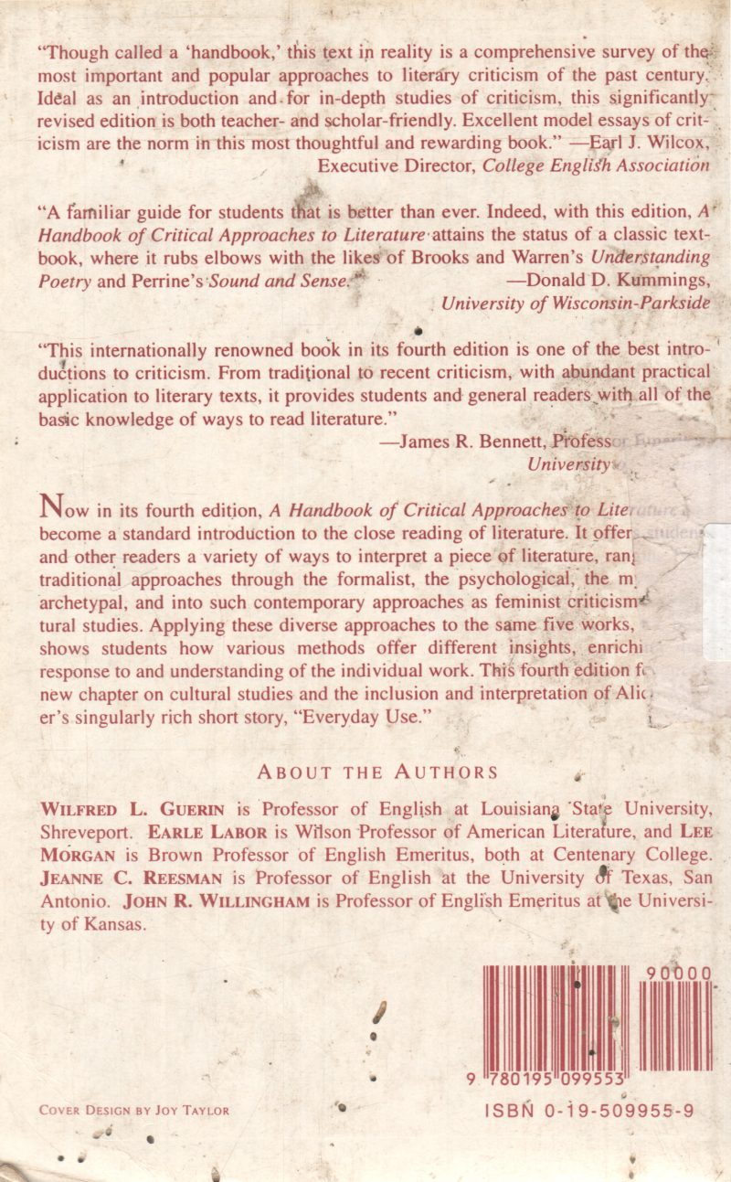 A HANDBOOK OF CRITICAL APPROACHES TO LITERATURE BY WILFRED L. GUERIN - Image 2