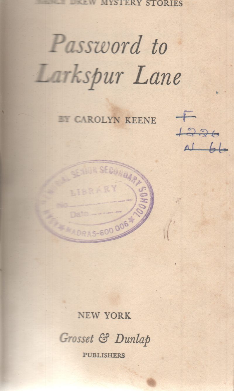 PASSWORD TO LARKSPUR LANE BY CAROLYN KEENE