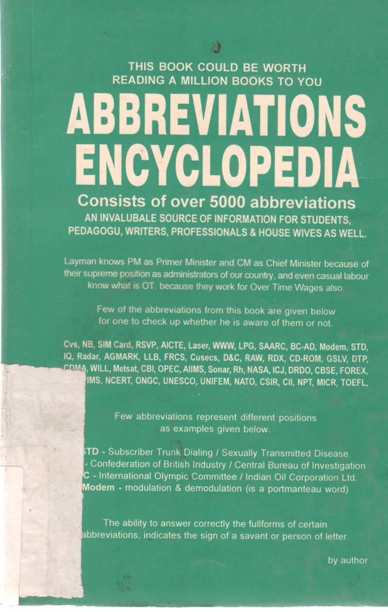 ABBREVIATIONS ENCYLOPEDIA BY A. HARIDAS