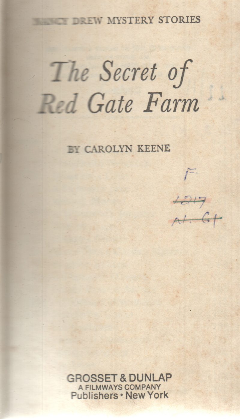THE SECRET OF RED GATE FARM BY CAROLYN KEENE