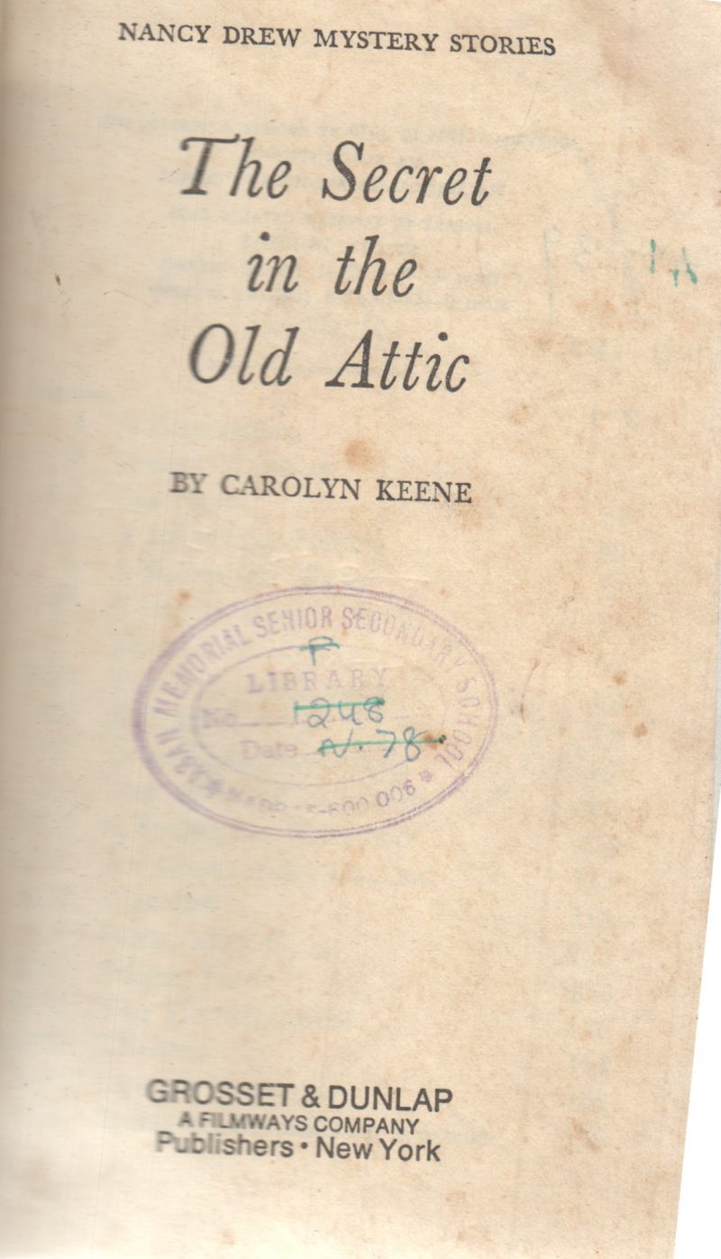 THE SECRET IN THE OLD ATTIC BY CAROLYN KEENE