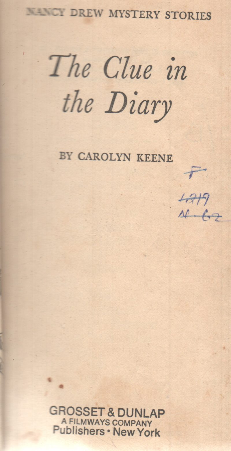 THE CLUE IN THE DIARY BY CAROLYN KEENE