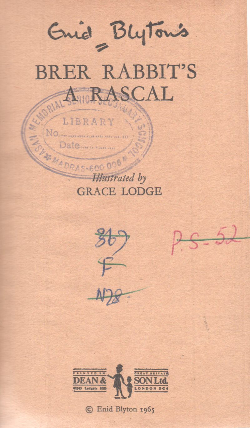 BRER RABBIT'S A RASCAL BY ENID BLYTON