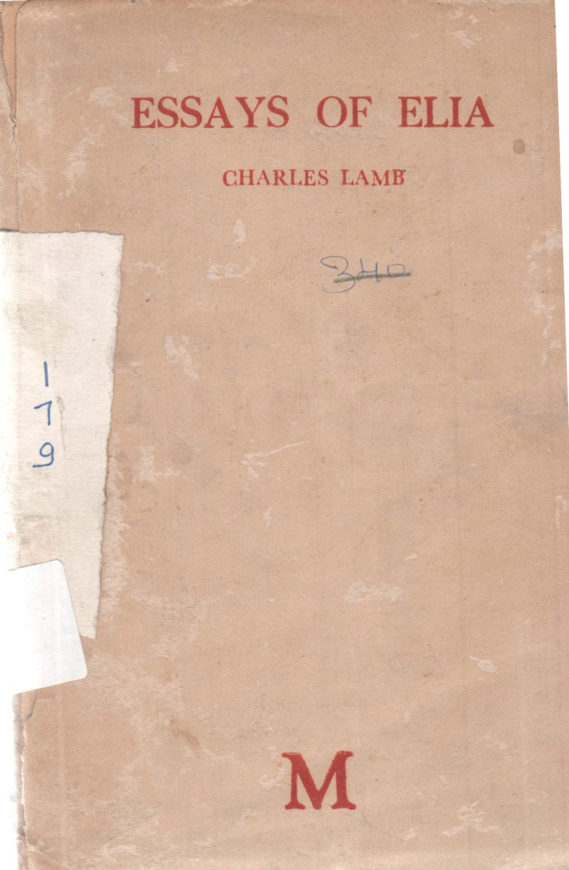 ESSAYS OF ELIA BY CHARLES LAMB