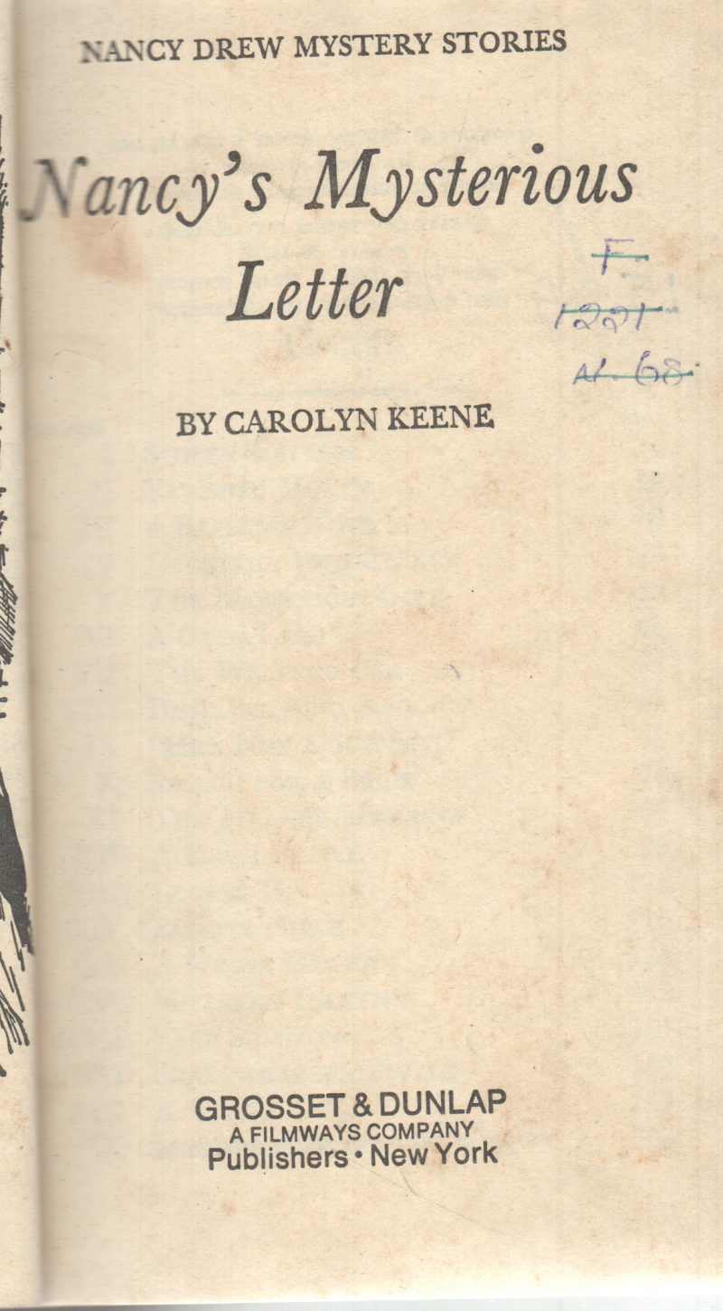 NANCY'S MYSTERIOUS LETTER BY CAROLYN KEENE