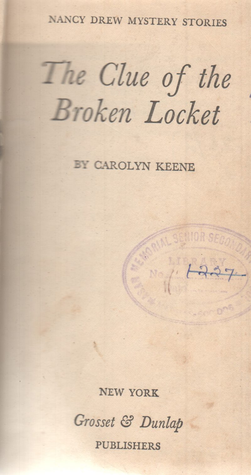 THE CLUE OF THE BROKEN LOCKET BY CAROLYN KEENE