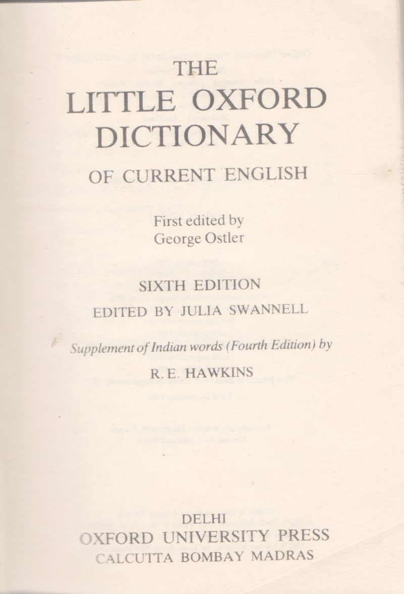 THE LITTLE OXFORD DICTIONARY BY GEORGE OSTER