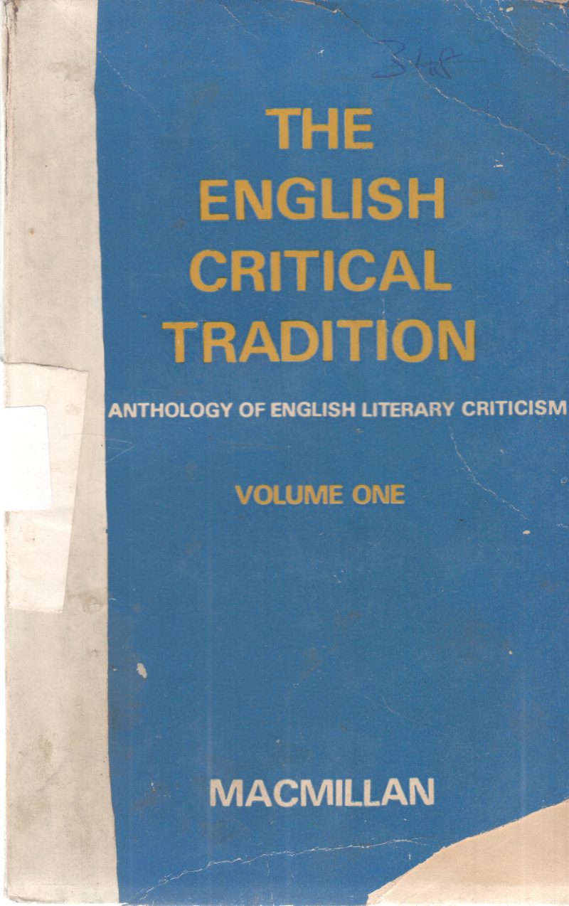 THE ENGLISH CRITICAL TRADITION BY S. RAMASWAMI