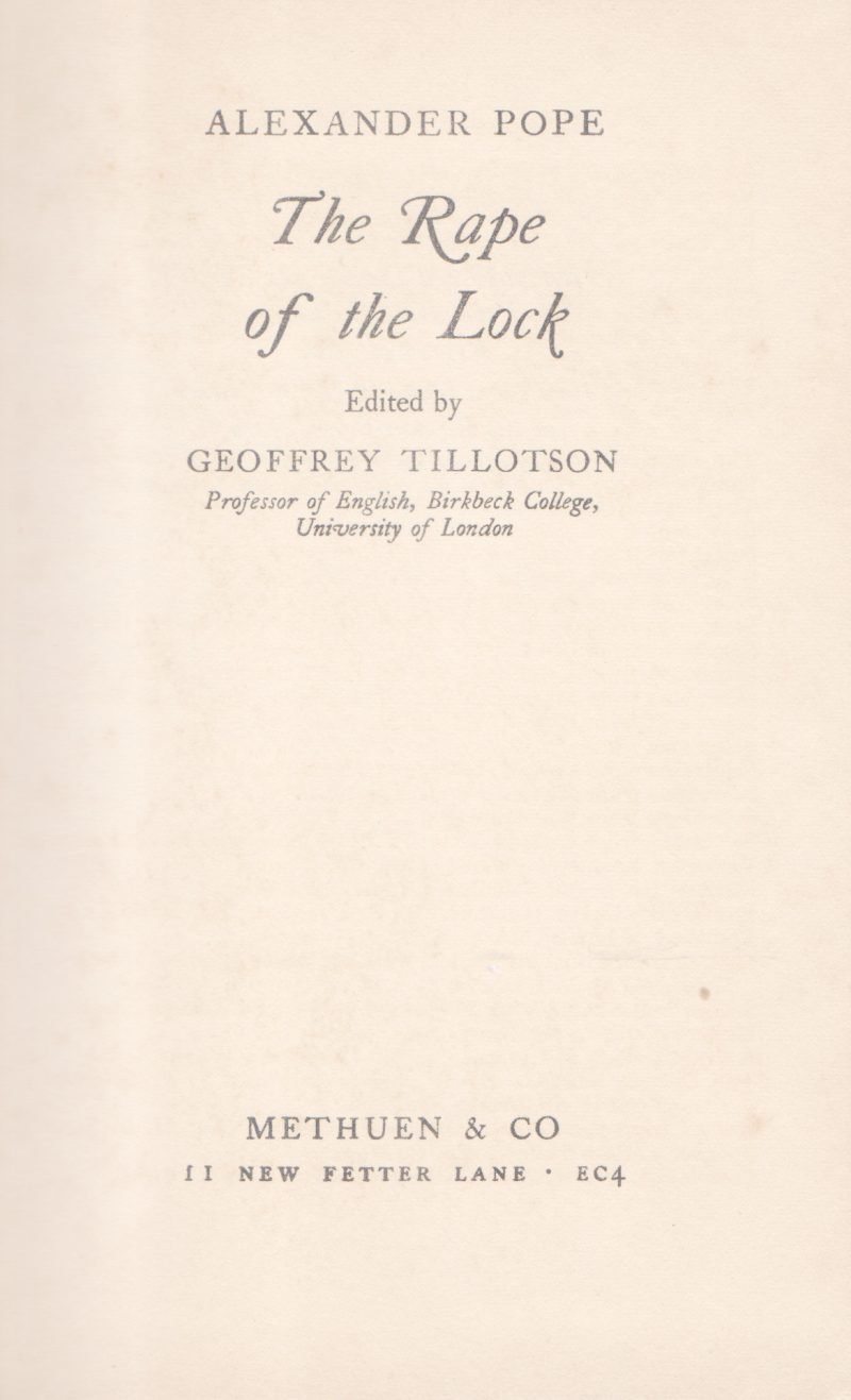 THE RAPE OF THE LOCK BY ALEXANDER POPE