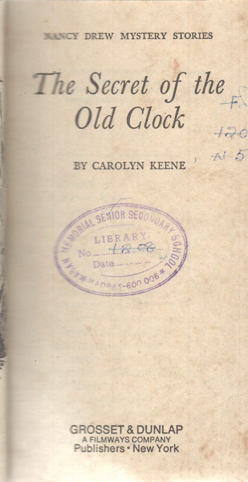 THE SECRET OF THE OLD CLOCK BY CAROLYN KEENE